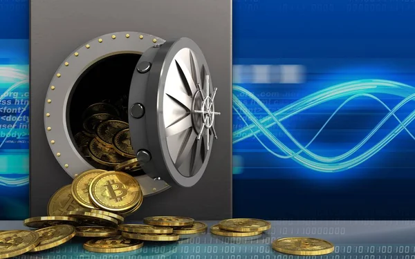 bitcoins yığın ile metal kutu 