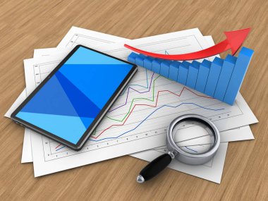 Diyagram kağıtları ve tablet bilgisayar