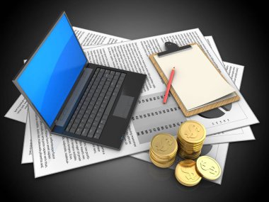 belgeler ve siyah dizüstü