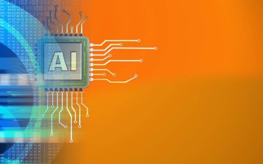  Turuncu arka plan üzerinde chip 