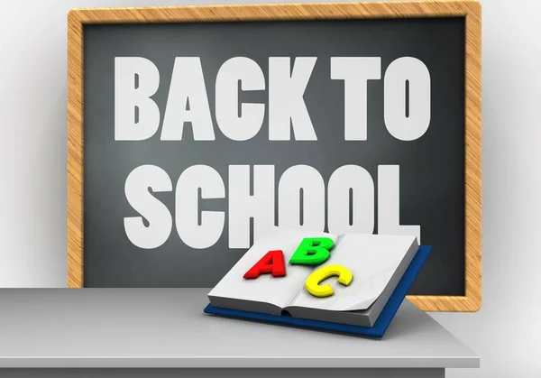 Grey chalkboard with back to school text — Stock Photo, Image