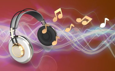  kulaklıklar üzerinde kırmızı ses dalgası 