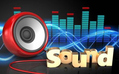 Hoparlör ses dalgası siyah arka plan üzerinde 