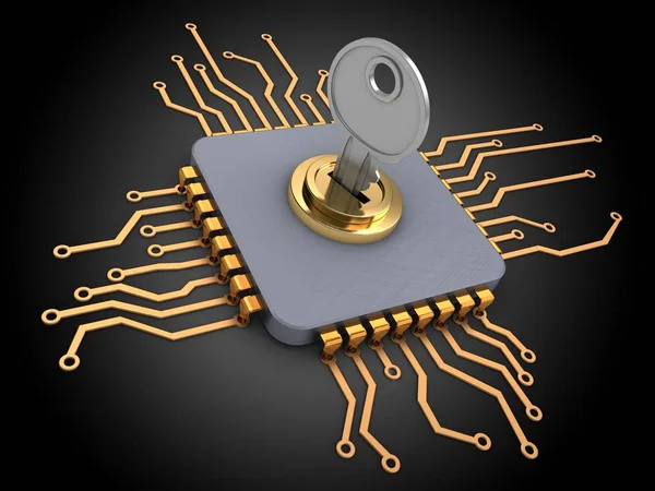 Microchip over black background — Stock Photo, Image