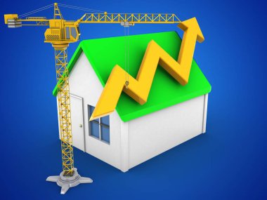  mavi arka plan üzerinde basit ev 