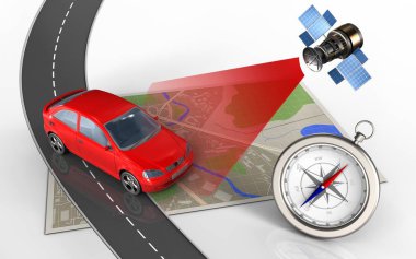  Araba ile harita ve pusula