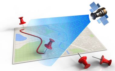 pimleri ve rota ve uydu ile AP 