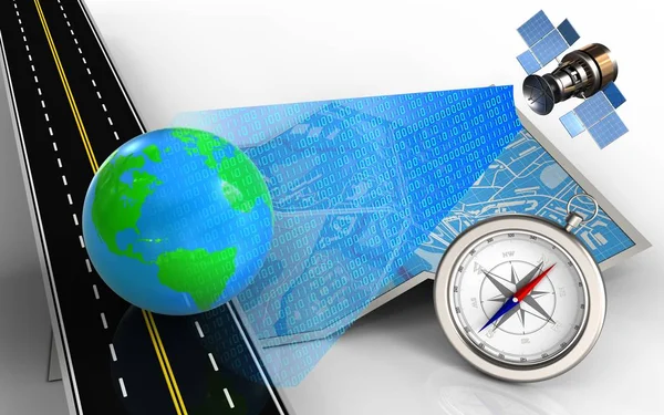 Earth ile harita ve pusula