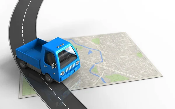 Illustrazione di mappa luminosa con camion — Foto Stock