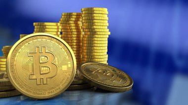 sikke yığını üzerinden mavi grafik arka planı 