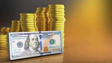 sikke yığını üzerinden sarı arka plan