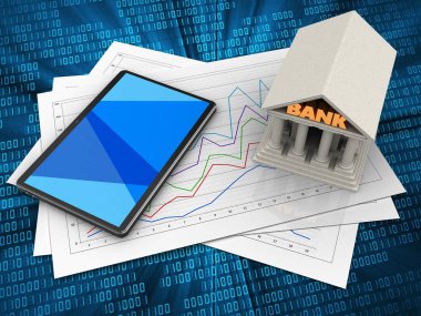 Diyagram kağıtları ve tablet bilgisayar 