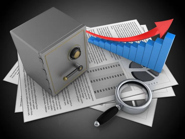 Illustration of documents and safe — Stock Photo, Image