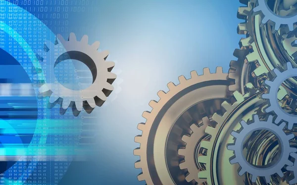  mavi arka plan üzerinde dişli