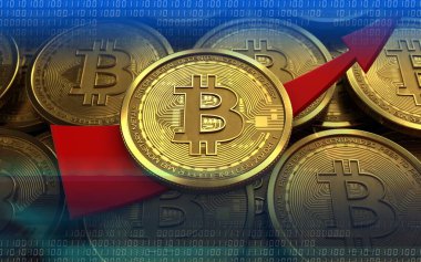 bitcoins arka plan üzerinde gösterimi