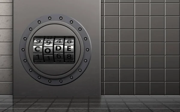 Caja de metal con línea de código — Foto de Stock