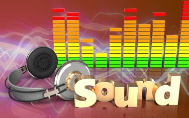 kulaklıklar üzerinde kırmızı ses dalgası