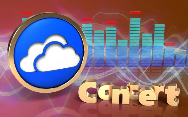 bulutlar simgesi üzerinde kırmızı ses dalgası 