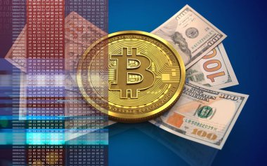 bitcoin arka plan üzerinde gösterimi