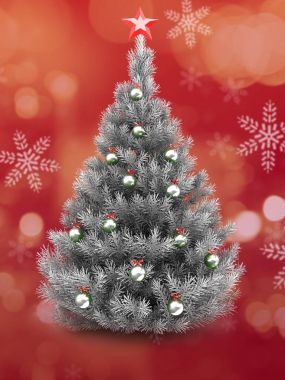 Gümüş Noel ağacı 3D çizimi 