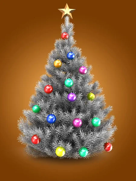 3D illustratie van zilveren kerstboom — Stockfoto