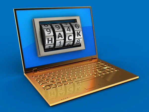 Illustration of golden computer — Stock Photo, Image