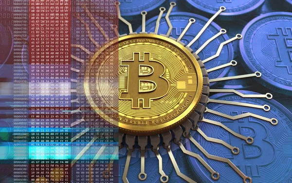 Abbildung von Bitcoin über Hintergrund — Stockfoto