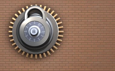 tuğla duvar arka plan üzerinde kilit