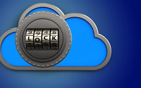 Cloud met de deur van het slot van de code — Stockfoto