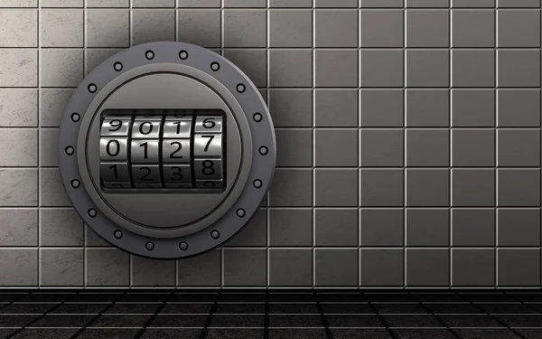 code dial  over steel wall background