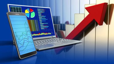 bilgisayar üzerinde yükselen grafikler