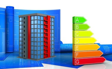 Bina arka plan üzerinde gösterimi