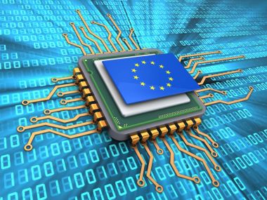 Dijital arka plan üzerinde mikroçip