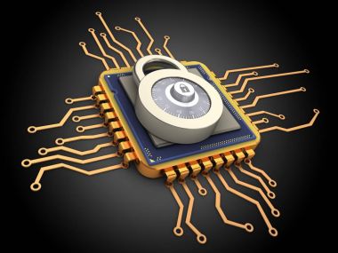 Altın bilgisayar işlemcisi çizimi