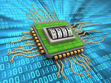 Dijital arka plan üzerinde mikroçip