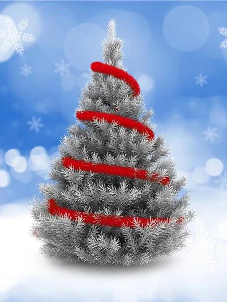 Gümüş Noel ağacı 3D çizimi 