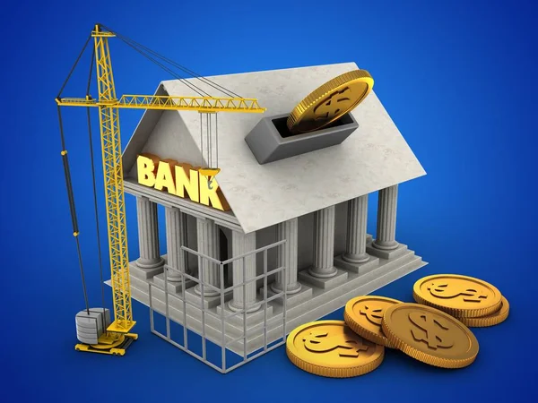 Банк над синім тлом — стокове фото