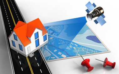  ev ve kırmızı pins Haritası