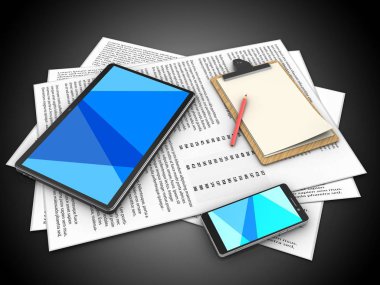 Kağıtları ve tablet bilgisayar 