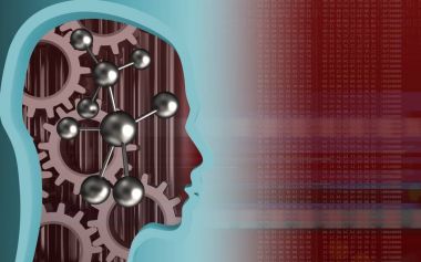 molekül kırmızı bir arka plan üzerinde 