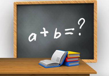 Matematik egzersiz ile gri yazı tahtası