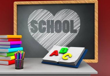 kalp ile gri yazı tahtası