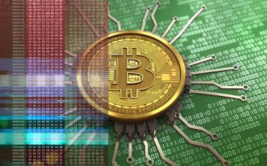 bitcoin yeşil ikili arka plan üzerinde