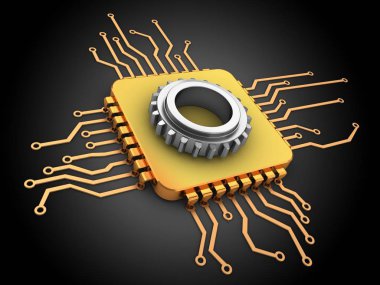 Altın bilgisayar işlemcisi çizimi