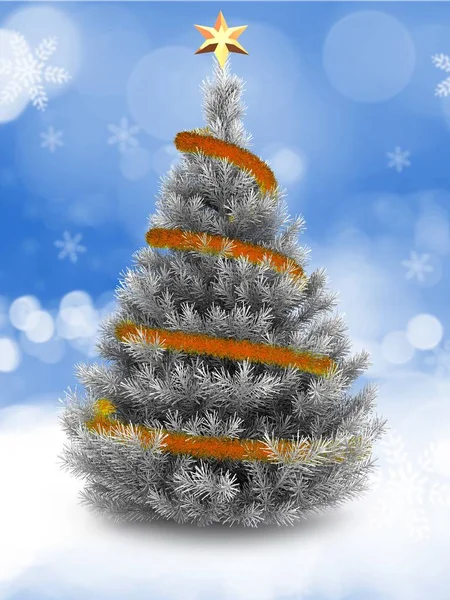  Gümüş Noel ağacının gösterimi 