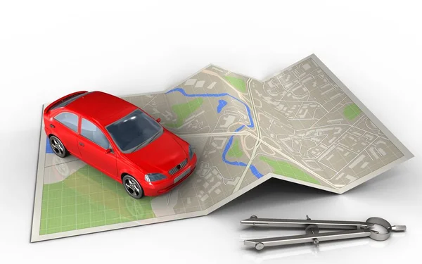 Mapę papieru z samochodu — Zdjęcie stockowe