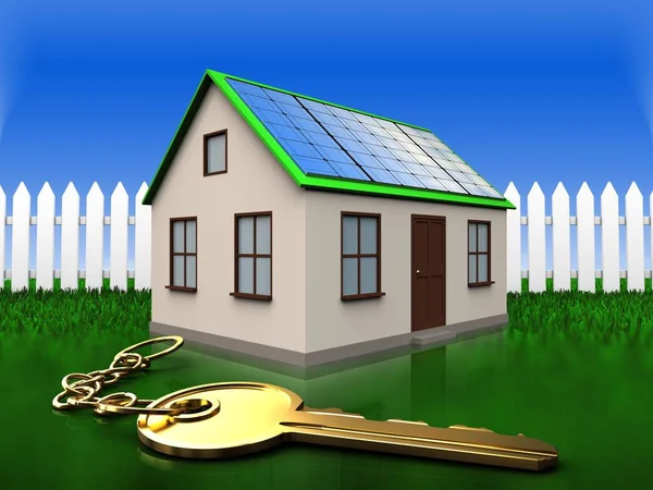 Illustration de la maison avec panneau solaire — Photo
