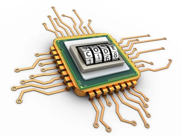 Illustratie van gouden computerprocessor — Stockfoto