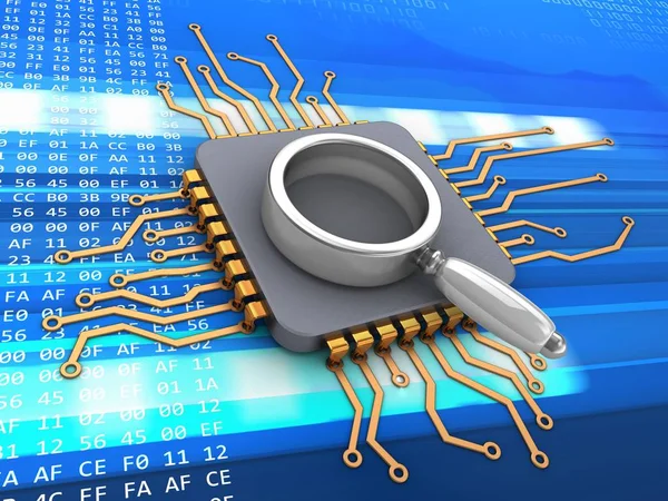 Illustration of microchip over code — Stock Photo, Image