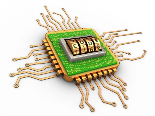 Illustratie van gouden computerprocessor — Stockfoto